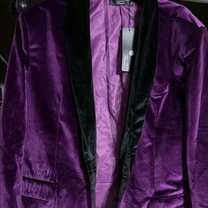 Giorgio Fiorelli Purple Velvet Blazer with Black Accents